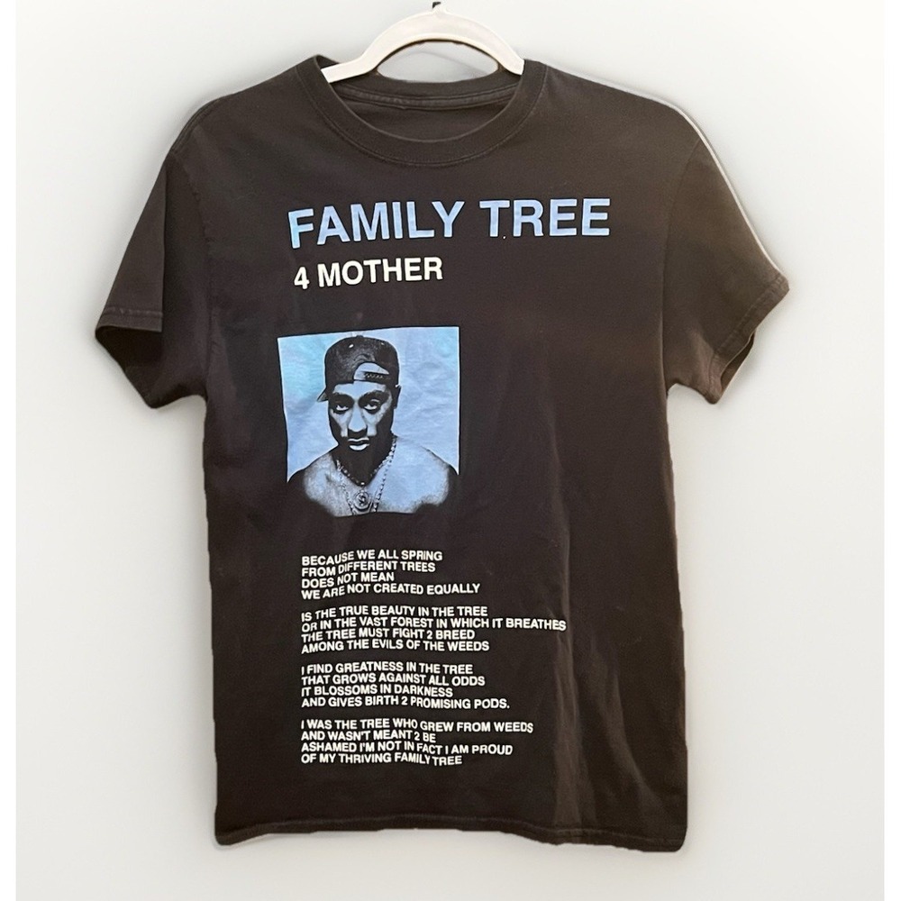 Vintage 2pac Tupac Shakur Family Tree 4 Mother Poem T-Shirt - Black Small